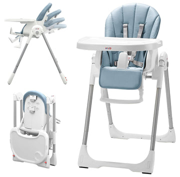 3-in-1 Foldable & Portable Baby High Chair with 2 Lockable Wheels(Blue) | 7 Height & 4 Recline Adjustable High Chairs