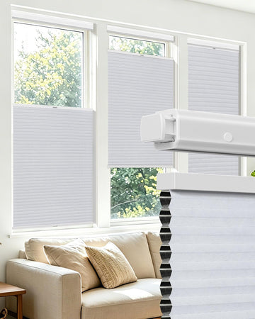 No Drill Top Down Bottom Up Cellular Shades,White,23" Wx64 H