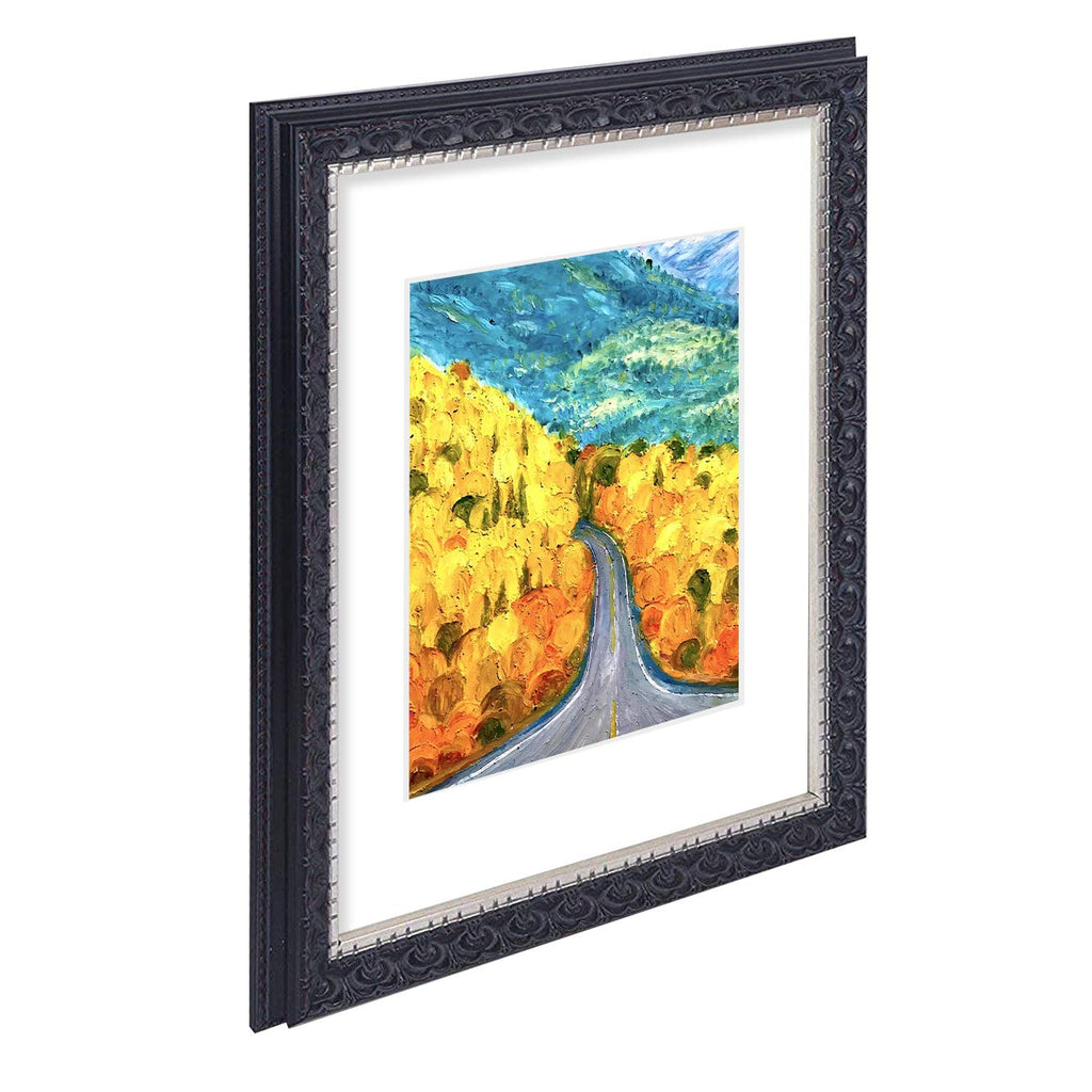 11x14 Black & Silver Photo Frame Mat for 8x10 Real Glass