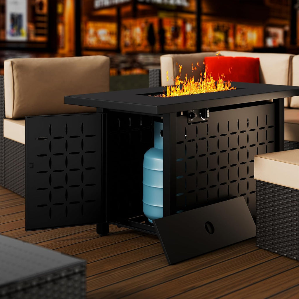 43 Inch Propane Fire Pit Table, Outdoor Fire Pit 50,000 BTU Gas Fire Pit Table