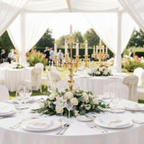 5-Arm Candle Centerpieces for Tables: Gold Metal Candle Holders, Vintage Candelabra Centerpieces, 20.3" Tall