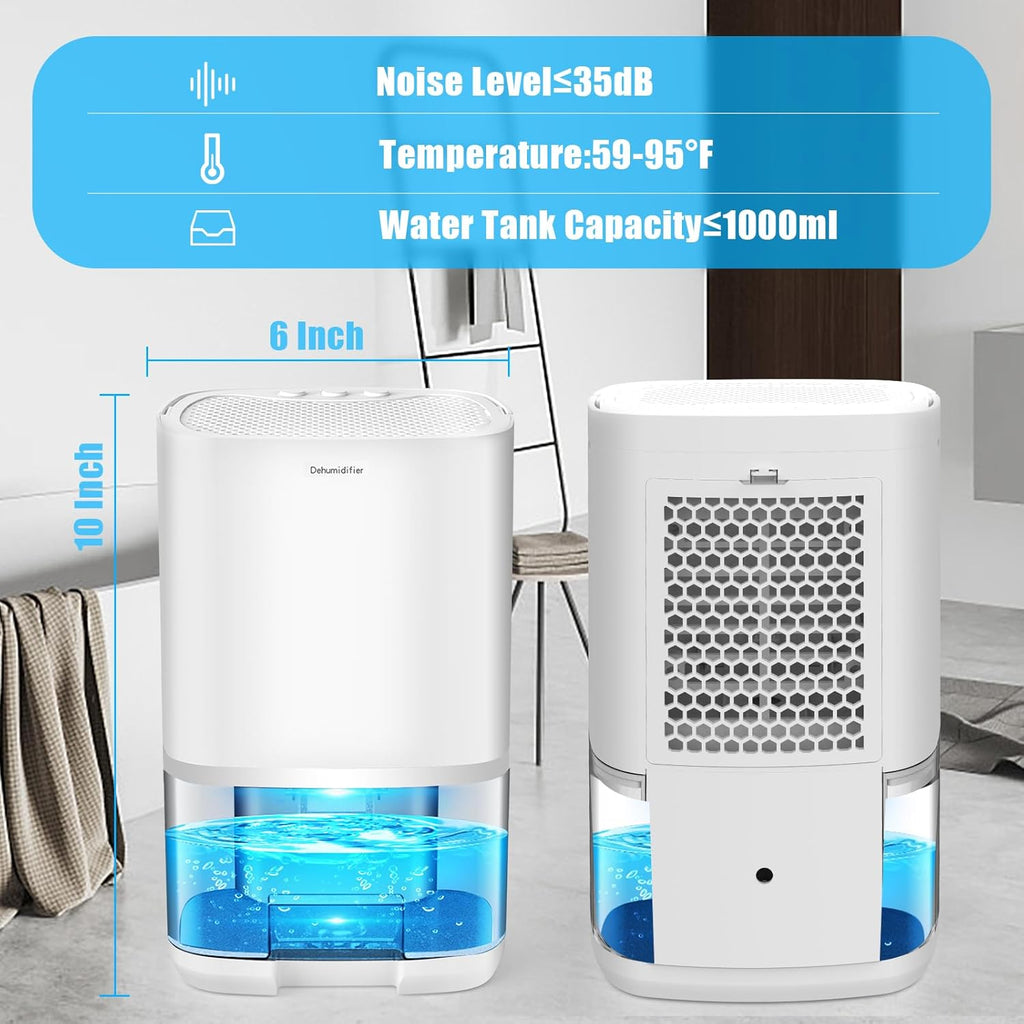 Dehumidifiers for Home 35OZ Small Dehumidifier for Bedroom 2500 Cubic Feet(350sq ft) with 7 LED Lights