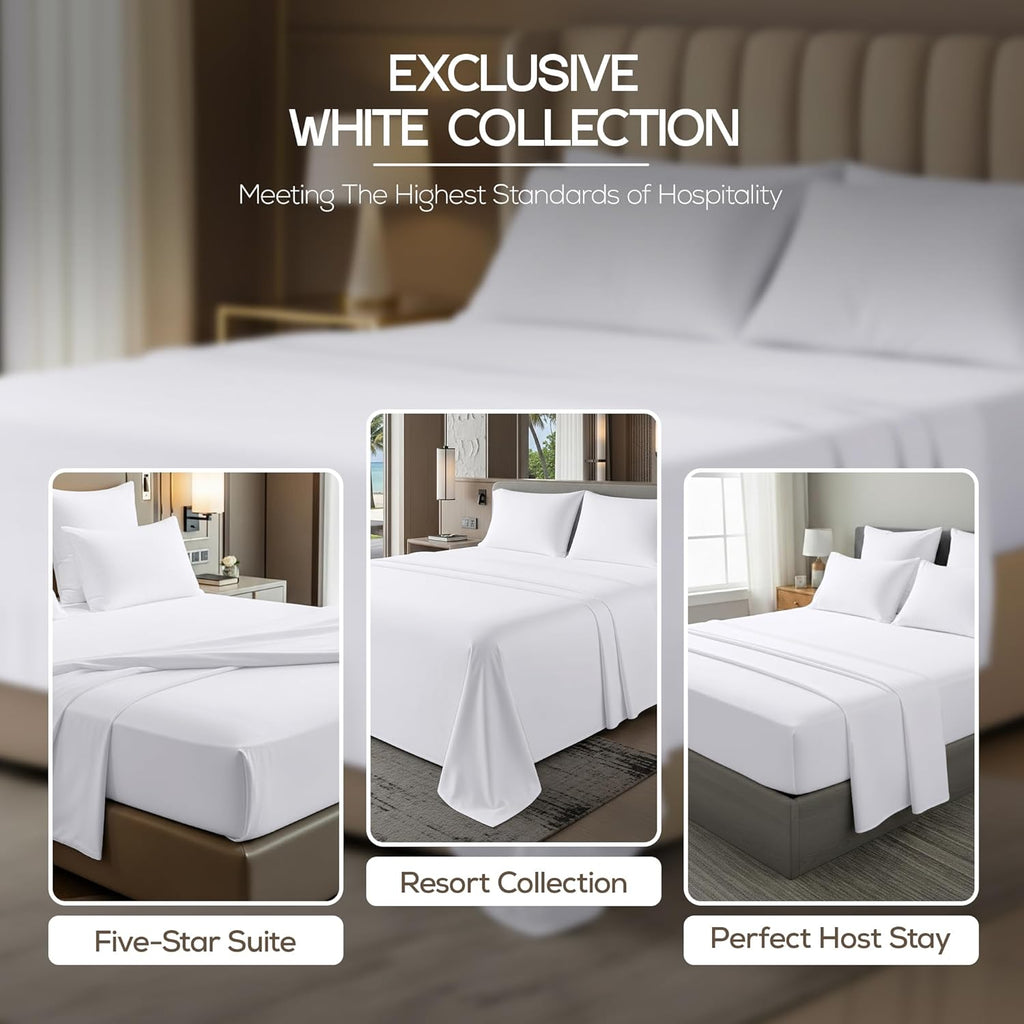Hotel Sheet Set - 4 Piece Luxury Bedding Sheets, Deep Pocket Soft & Breathable Microfiber Bed Sheets, 1 Fitted