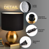 Gold Ball Modern Table Lamp,Mid Century Bedside Lamp Nightstand Light with Black Shade Metal Base Accent Lamp Bedside