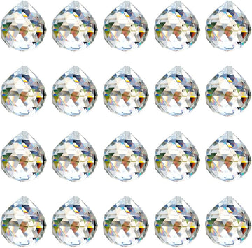 20 Pack Clear Hanging Crystal Prism Feng Shui Ball Crystal Glass Ball Pendant Rainbow Maker for Window Suncatcher