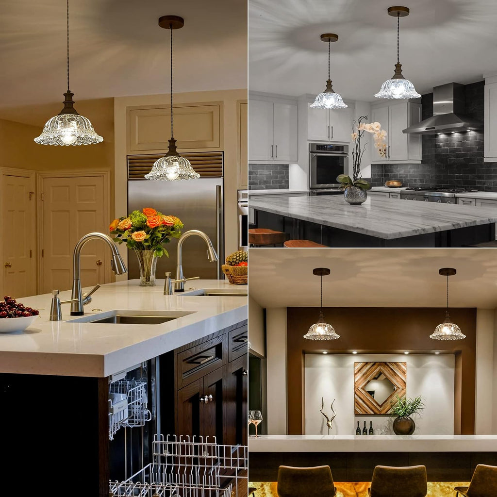 Glass Pendant Lights Modern Pendant Lighting Fixtures Hanging Lamp Brushed Finish Hanging Light Fixture for Kitchen
