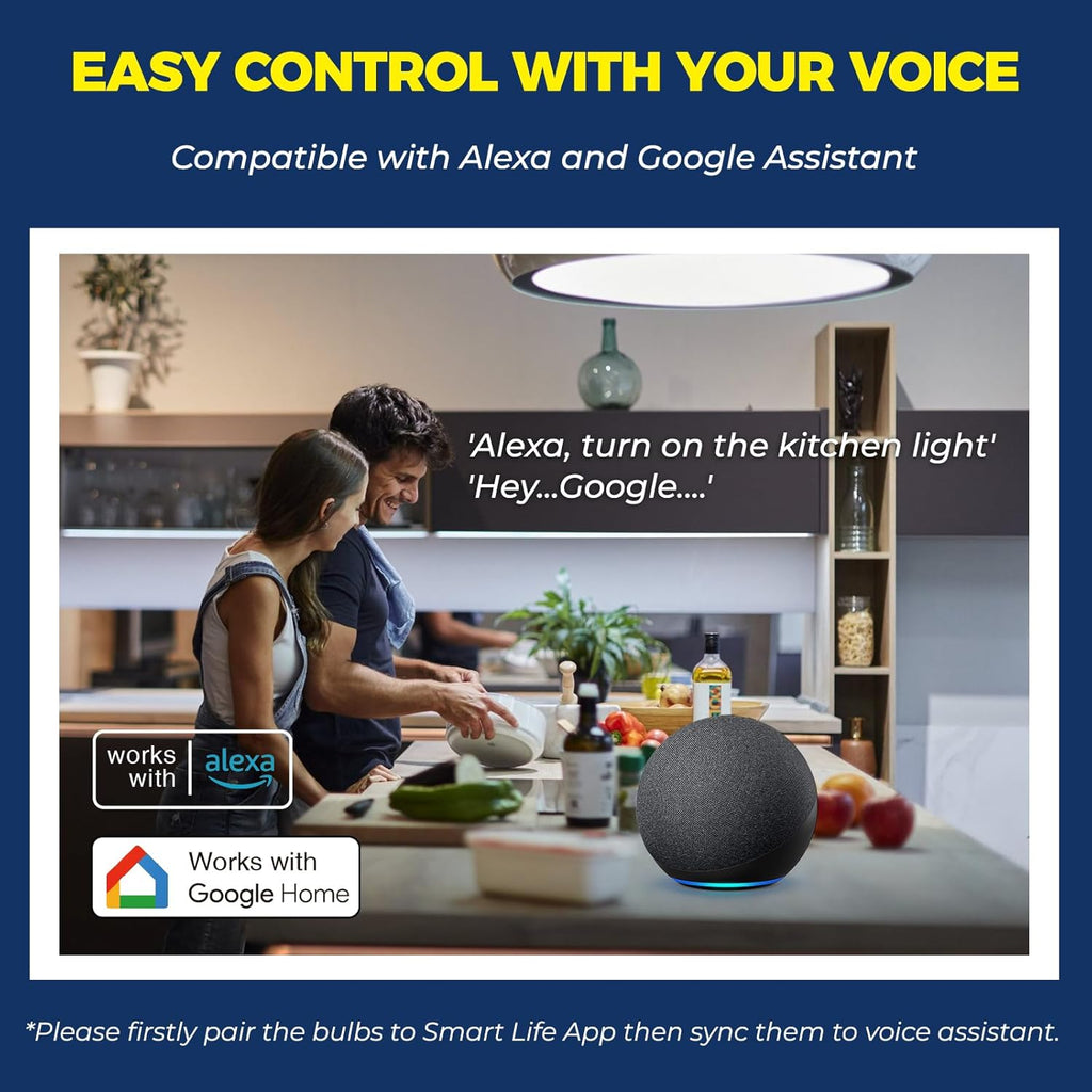 Smart Light Bulbs 100W Equivalent, Works with Alexa/Google Home/SmartLife, 1350LM 11W RGBCW Color Changing LED Light (2PCS)