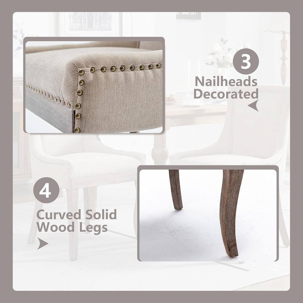 Modern Dining Chairs Set of 2, High Back Dining Chairs Side Chairs with Solid Wood Legs, Upholstered Fabric Dining