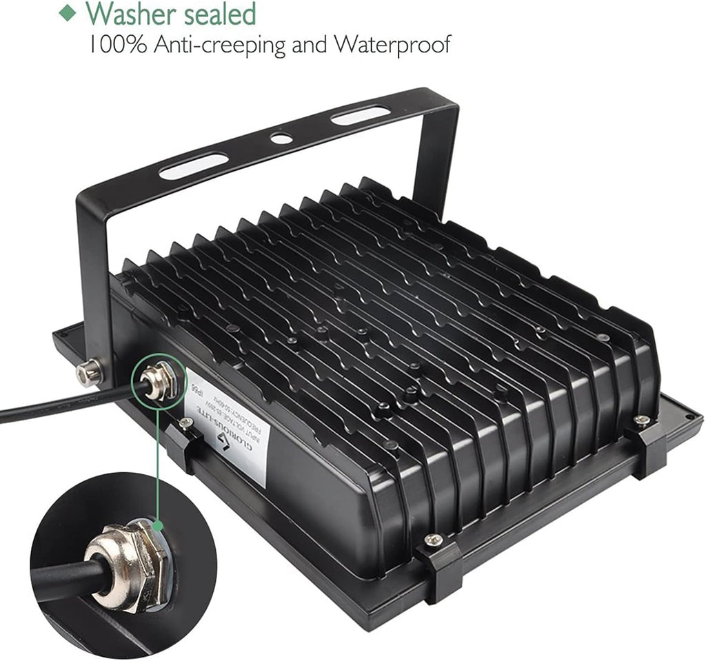 100W Flood Lights Outdoor LED Floodlight Plug in for Outside | 8000 Lumen, IP66 Waterproof, 6500K Bright Work Lights