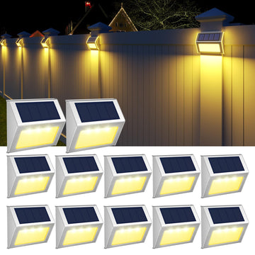 Solar Powered Lights Ideal for Step, Fence, Deck, Stair-Warm White-12P