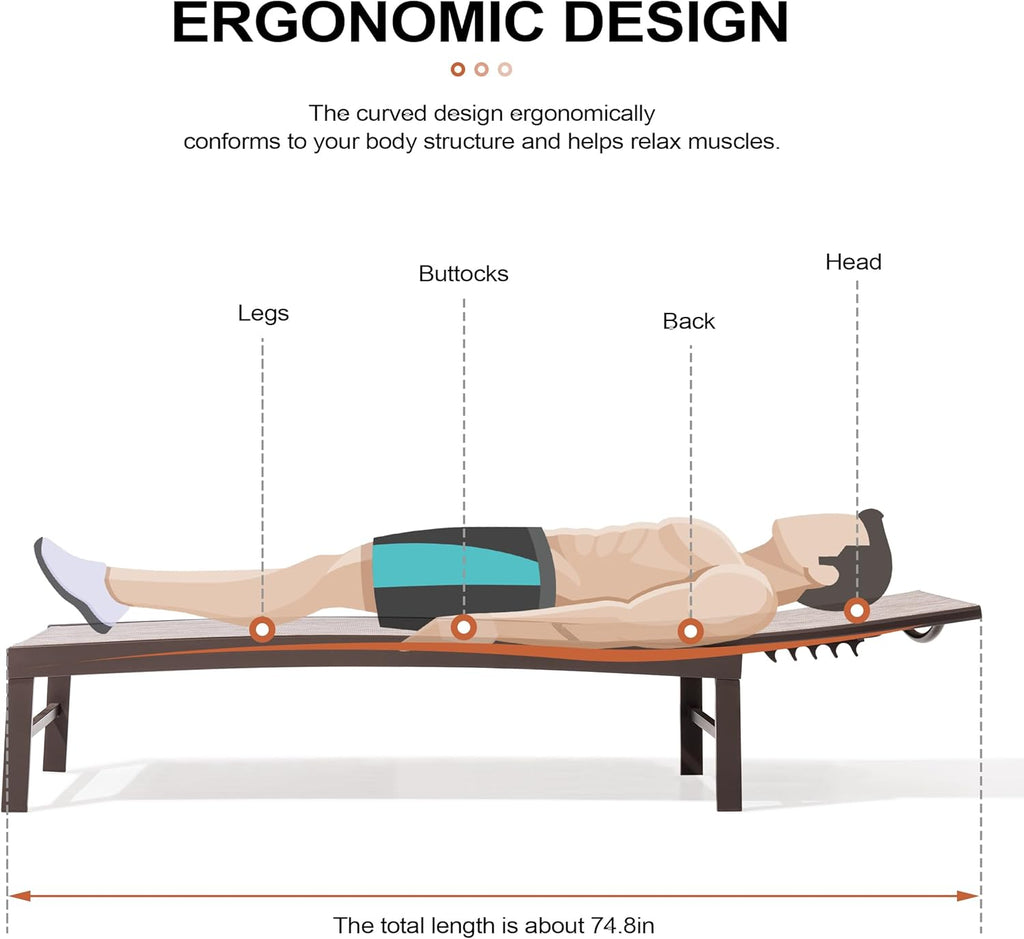 Lounge Chair Outdoor Set of 2, Metal Pool Chaise Lounge Chairs, Adjustable Five-Position Tanning Recliner, All