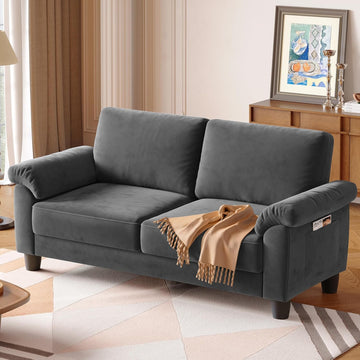 70" Living Room Couch Sofa, Mid Century Modern Loveseat, Velvet Deep Couches for Small Spaces, Bedroom