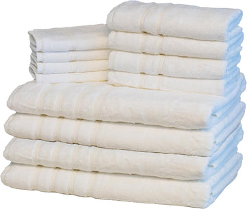 12 Piece Luxury Turkish Bath Sheet Set, 35 x 70 in, 700 GSM, White | 4 bath sheets, 4 hand towels and 4 washcloths