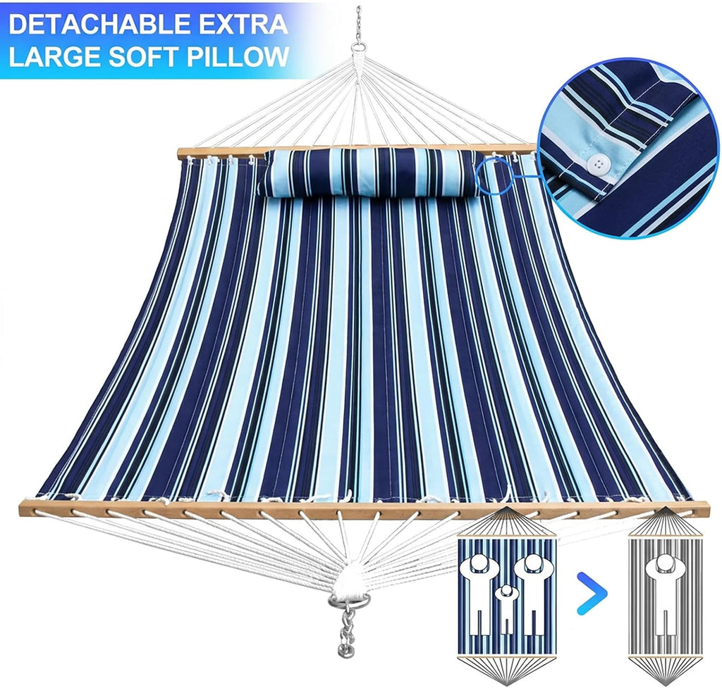 Portable Outdoor Hammock with Stand, Heavy Duty Hammock with Carrying Bag, Soft Pillow, Balance Ropes