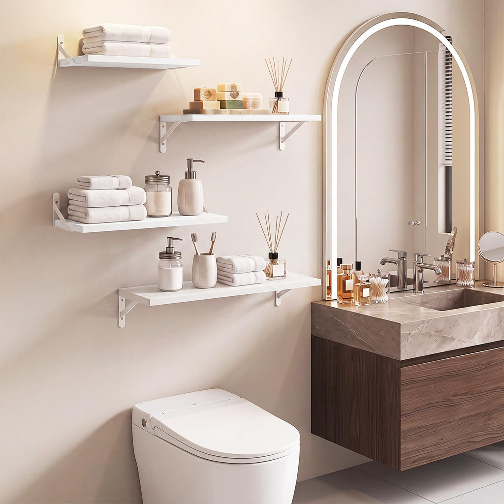 4 Different Sizes Floating Shelves for Wall Home Decor, White