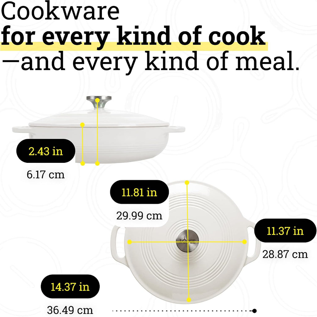 Essential Enamel Braiser - Refrigerator- & Oven-Safe up to 500° F - Heat-Retaining, Induction-Safe & PFAS-Free Enamel