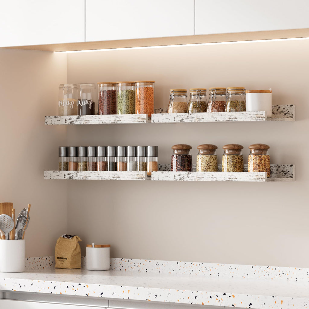 Floating Shelves for Wall Decor Storage Rustic White, 6Pcs 15.7''