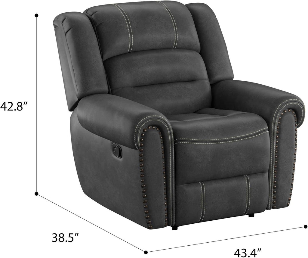Mason Slate Gray Rocker Recliner with Contrast Stitching