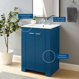 24-Inch Bathroom Vanity with Sink – Navy Cabinet with White Basin