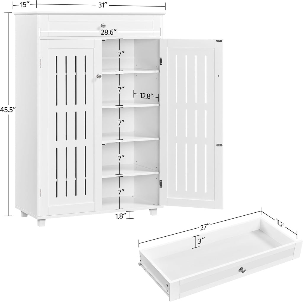 Shoe Storage Cabinet, 5 Tier Adjustable Shoes Organizer with Drawer, Freestanding Shoe Rack , Foyer, Hallway