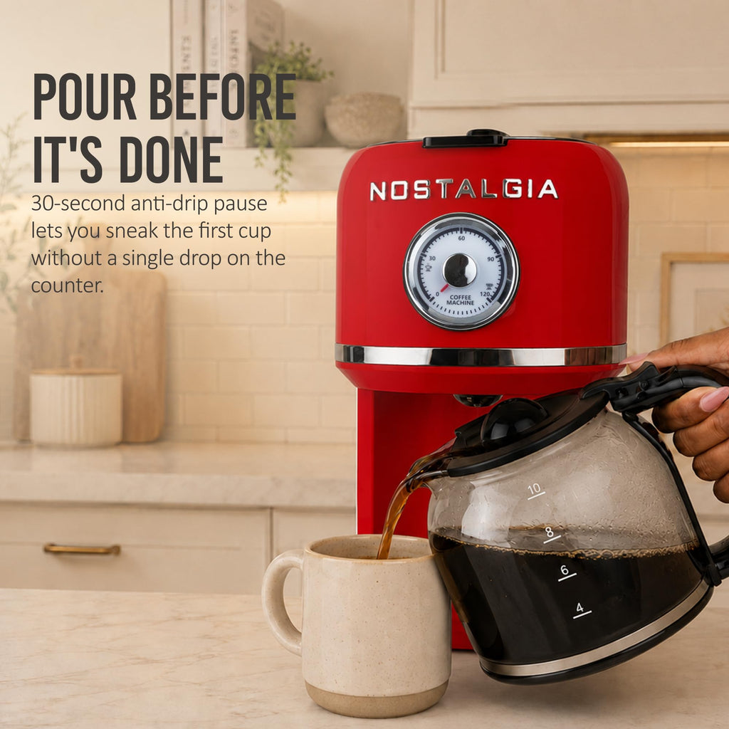 Classic Retro 10 Cup Coffee Maker, Red