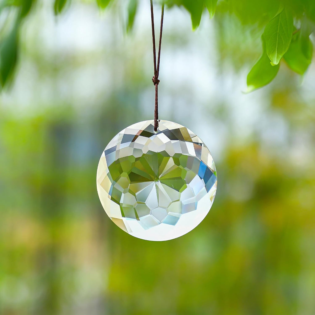 75mm Large Prism Hanging Crystal Suncatcher Clear Sun Catcher Indoor Window - Crystal Flower of Life Prisms