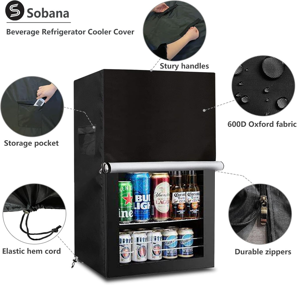Beverage Refrigerator and Cooler Cover for most 3.2 Cu.ft Beer or Wine Mini Fridge,Waterproof Dust Proof Anti-UV Sides