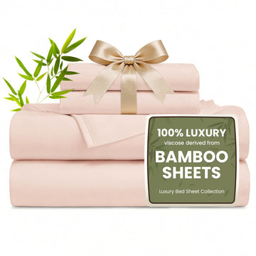 100% Rayon Derived from Bamboo, Queen Sheets, 4 Pieces, Pink
