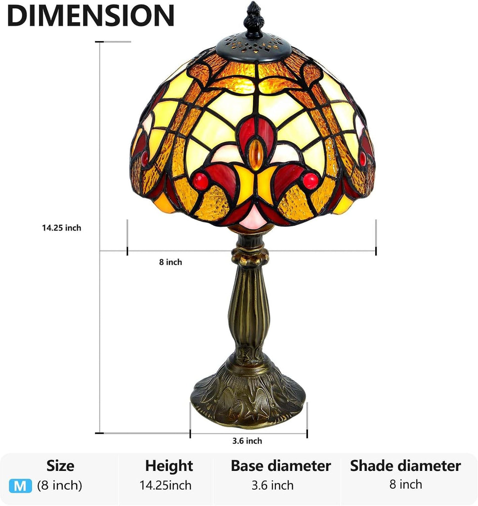 Grand 8-Inch Tiffany Style Table Lamp with E12 Bulb