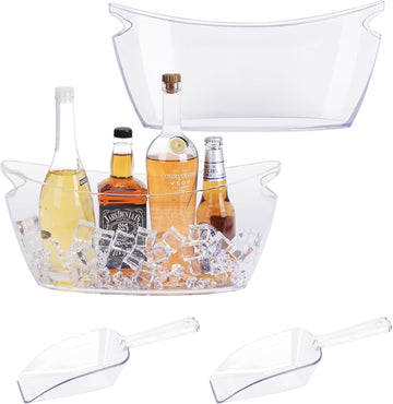 2-Pack Clear Ice Bucket Set - Beverage Tub & Champagne Bucket - Set of 2