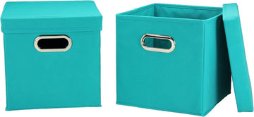 36-1 Decorative Storage Cube Set with Removable Lids | Aqua | 2-Pack