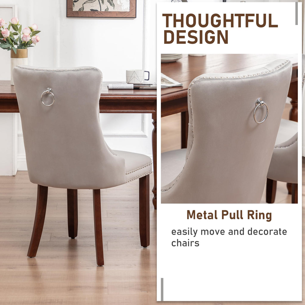 Velvet Dining Chairs, Light Gray Dining Chairs Set of 4