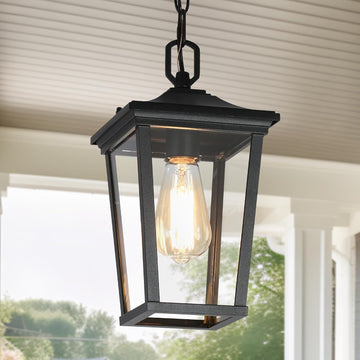 Outdoor Pendant Light Fixture, Farmhouse Exterior Lights, Anti-Rust Ceiling Outdoor Light with Clear Glass