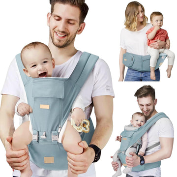 Carrier Newborn to Toddler with Hip Seat, Soft in-1 Ergonomic All Positions Infant Carrier 7-33 lb with Hood