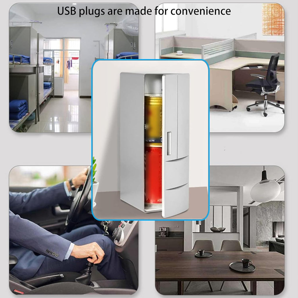 USB Fridge Drink Cooler Beverage Drink Cans Warmer Compact Small Refrigerator for Dormitory Car Boat Home Office for