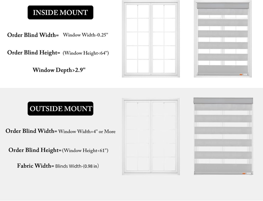 Corded Zebra Blinds for Windows Blackout Dual Layer Privacy Shades for Indoor Windows Light Control for Day and Night