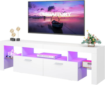 Modern Lighting 63 inch TV Stand with Large Storage Drawer for 50 55 60 65 70 75 Inch TVs, TV Console with 20 Color