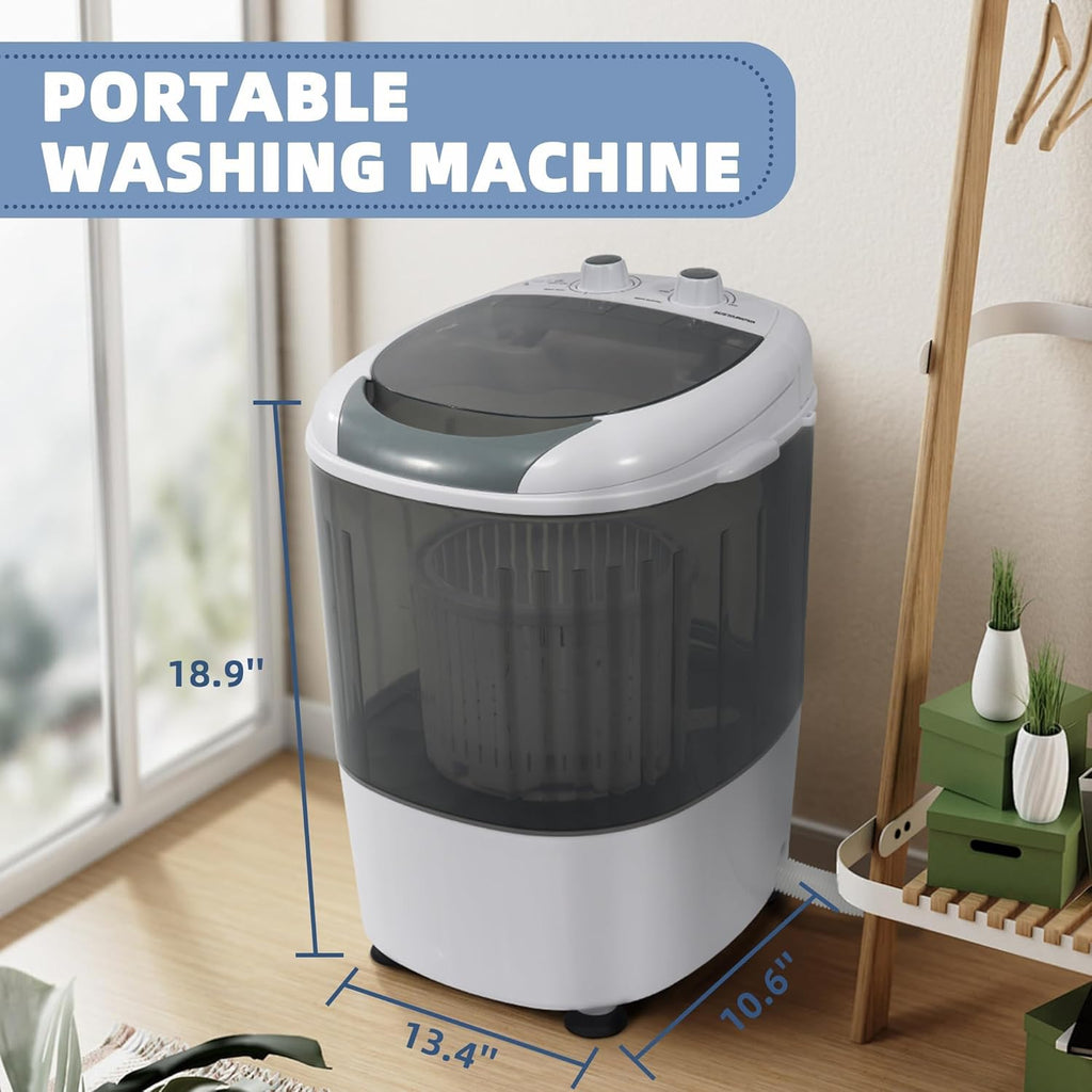 Mini Spin Dryer Portable Washing Machine, Compact Laundry for Home, Apartment, RV, Gray