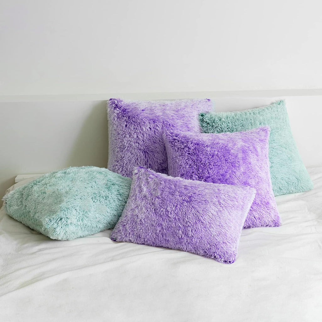 Pack of 2 Ultra Soft Fluffy Throw Pillow Covers Decorative Plush Shaggy Double-Sided Faux Fur Pillow Cases Cushions