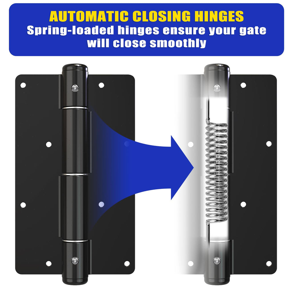Self Closing Gate Hinges 5-3/4", Non-Adjustable Automatic Closing
