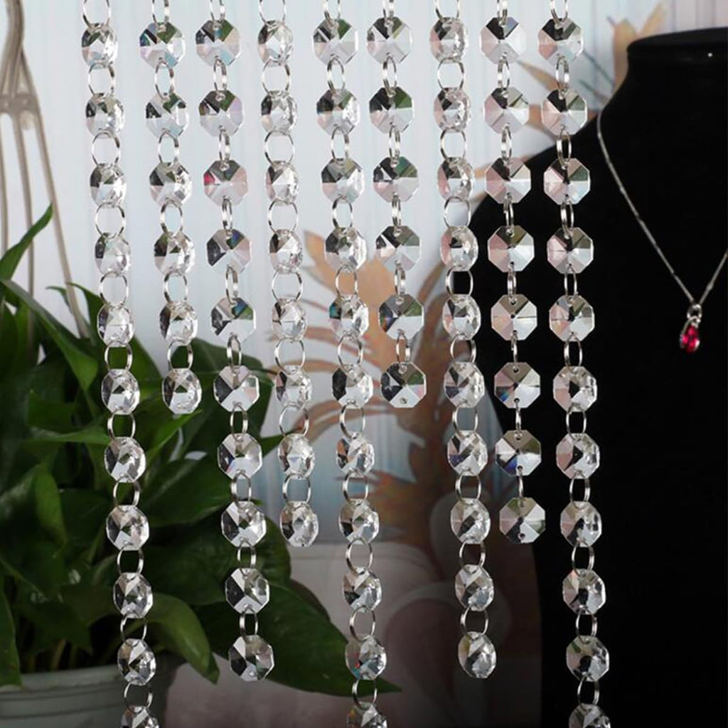 200Pcs/Set K9 Glass Crystal Garland Strands Hanging Chandelier Gem Bead Chain Refraction 14mm Clear Octagonal Beads