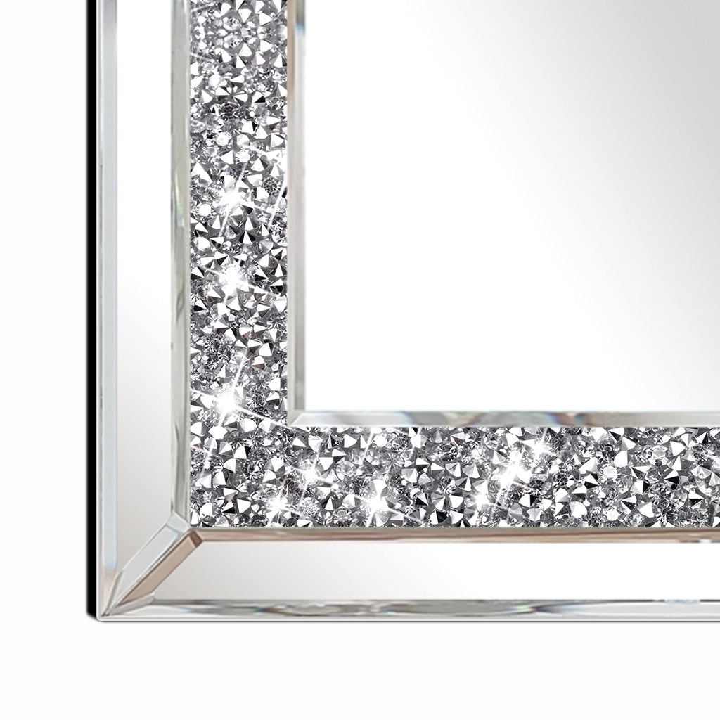 2PCS Crystal Rhinestone Diamond Wall Mirror.Brilliant Hand-Spliced Glass Mirror.Accent Decorative Mirror