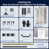 80" x 84" Bifold Sliding Barn Door, 1 Lites Tempered Frosted Glass Panel with Sliding Hardware Kit S