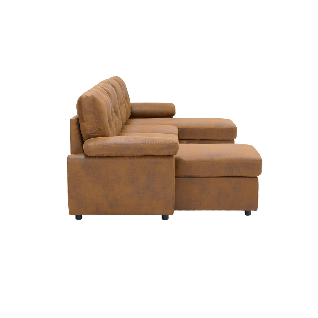 U Shaped Sectional Sofa Bed with Pull Out Sleeper Couch Bed