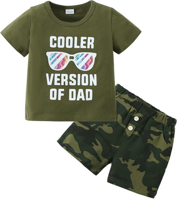 Toddler Baby Boys Summer Outfits 2 Piece Short Sleeve Graphic T Shirt and Shorts Set