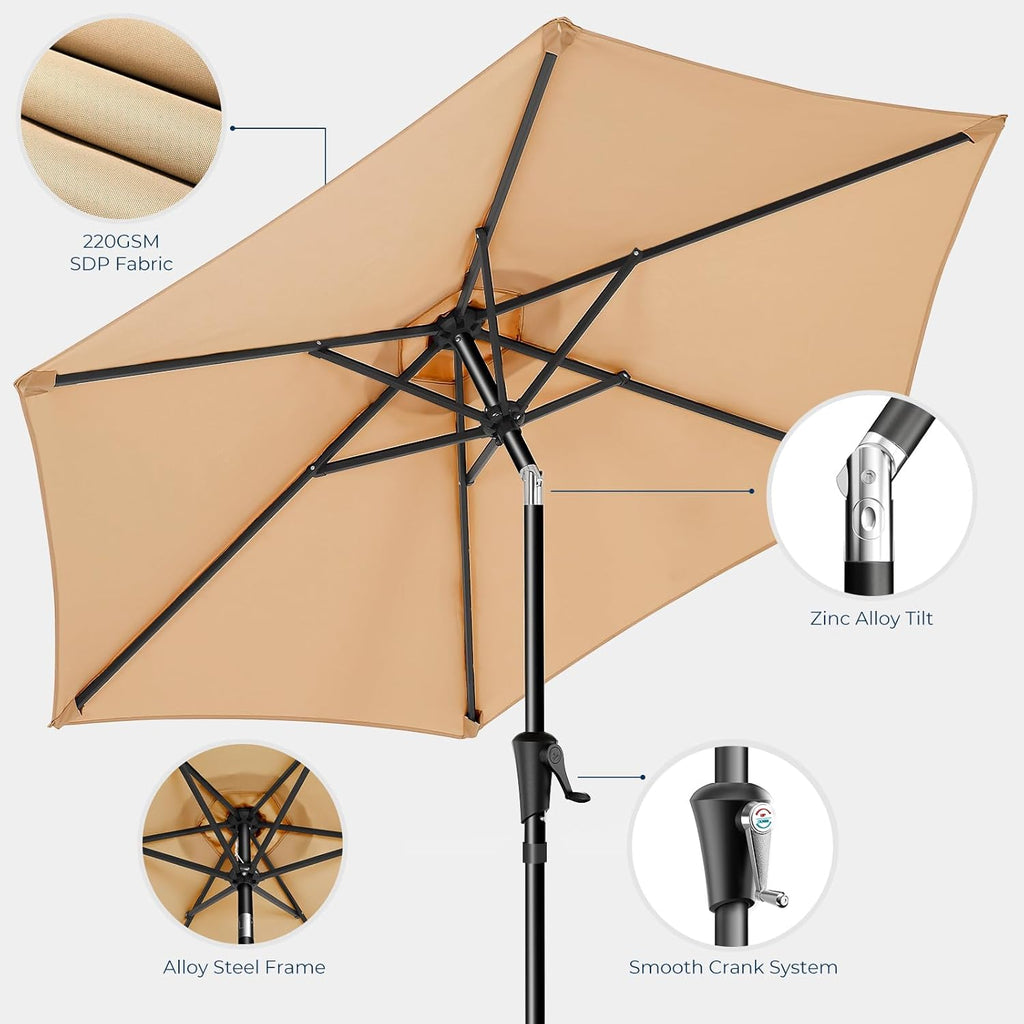 9ft Outdoor Patio Umbrella - Market Table Pool Deck Umbrella UPF50+ UV Protection with Push Button Tilt