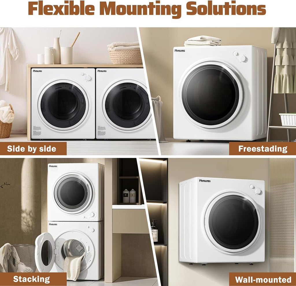 Portable Dryer for Clothes 1500W, 110V Laundry Dryer with Stainless Steel Tub, 4 Drying Mode, Portable Dryers for Laundry, Apartments, RVs, Dorms, 3.2 Cu.ft