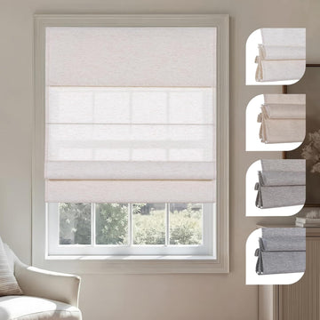 Light Filtering Roman Shades for Indoor Windows Cordless,Pull Down Linen Fabric Roman Blinds,Privacy Window Shades