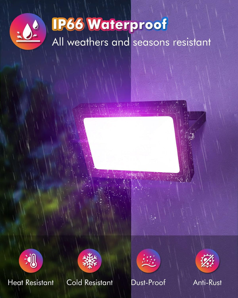 25W RGB LED Flood Lights Outdoor, 2500LM 250W Equivalent RGB Color Changing Flood Lighting with Plug, IP66 Waterproof