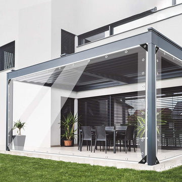 20oz Outdoor Clear Curtain, PVC Vinly Outdoor Clear Panel Curtain, Weather Resistant Outdoor Curtain for Pergola